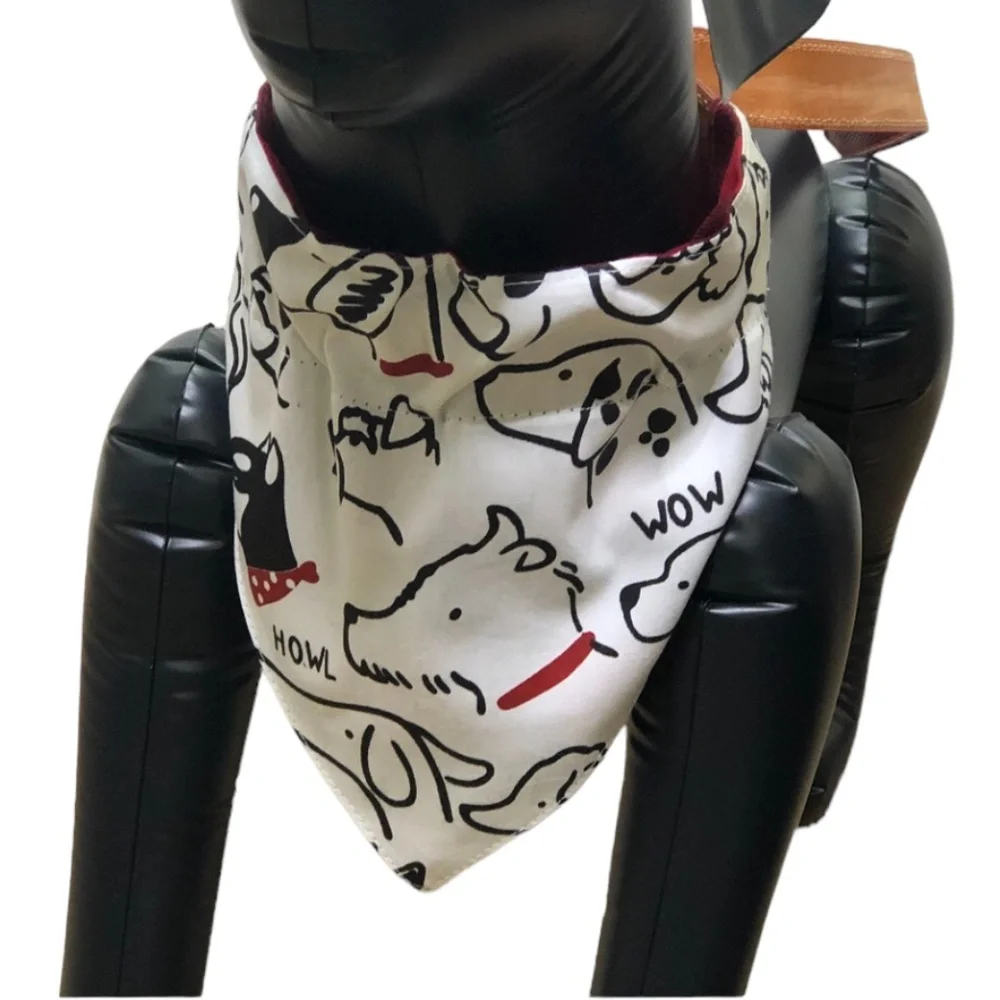 Reversible Over the Collar Pet/Dog Slide On Bandana Scarf 2n1 Printed Plaid Dog
